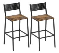 HOMCOM Sgabelli da Bar con Schienale, Set di 2, Marrone Rustico | Stile Industriale, Sgabelli Alti da Cucina e Bancone Bar, Poggiapiedi Integrato, per Soggiorno e Salotto