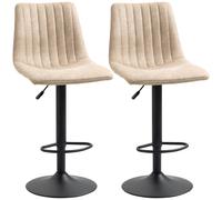 HOMCOM Sgabelli da Bar Set 2 Pezzi ad Altezza Regolabile, in Acciaio e Poliestere, 47.5x57.5x95-116 cm, Marrone Aosom