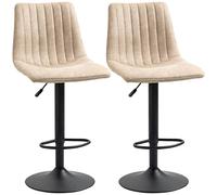 HOMCOM Sgabelli da Bar Set 2 Pezzi, Sgabelli Cucina ad Altezza Regolabile con Poggiapiedi, in Acciaio e Poliestere, 47.5x57.5x95-116cm, Marrone Chiaro