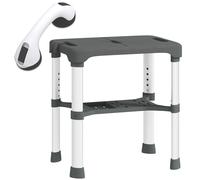 HOMCOM Sgabello Bagno in Alluminio con Altezza Regolabile 5 Livelli, Grigio