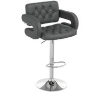 HOMCOM Sgabello Bar con Altezza Regolabile con Seduta Morbida Grigio