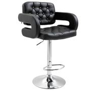 HOMCOM sgabello bar imbottito schienale poggiapiedi girevole 360° nero