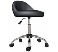 HOMCOM Sgabello con Ruote, Seduta Girevole, Altezza Regolabile, Nero | Sgabello da Estetista e Parrucchiere, Rivestimento in Finta Pelle PU