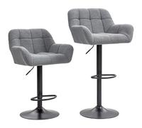 HOMCOM Sgabello da Bar 2er-Set Design Retrò regolabile in altezza Velluto Grigio + Nero Aosom Italy