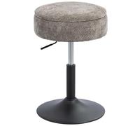 Sgabello da bar Homcom con contenitore, altezza regolabile, sgabello da cucina rotondo, girevole, imbottito in ciniglia, base in acciaio, design con bottoni, imbottito, per soggiorno, sala da pranzo,