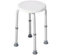 HOMCOM Sgabello da Doccia Girevole a 360° con Piedini Antiscivolo e Regolabile in Altezza su 8 Livelli, Sgabello per Doccia in Alluminio e PE, 32.5x41x35.5-54 cm, Bianco