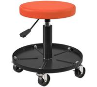 HOMCOM Sgabello da Officina con Ruote e Altezza Regolabile 38-50 cm, Arancione Aosom Italy
