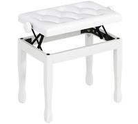 HOMCOM Sgabello da Piano Altezza Regolabile 64x35x45-55cm Bianco