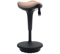 HOMCOM Sgabello dinamico, sgabello ergonomico sit-stand, altezza regolabile 68,5-83,5 cm, sedia da lavoro girevole a 360°, pattini antiscivolo, seduta imbottita, marrone