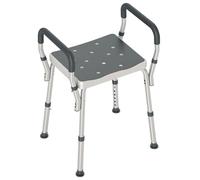 HOMCOM Sgabello Doccia in Alluminio, Sgabello Bagno ad Altezza Regolabile 57-69 cm con Braccioli, Sedia per Doccia Anziani 150 kg, Sedile per Vasca da Bagno con Piedini Antiscivolo, Grigio