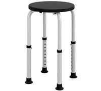 HOMCOM Sgabello doccia regolabile in altezza sedile doccia ergonomico piedini antiscivolo carico max. 136 Kg alluminio HDPE Nero