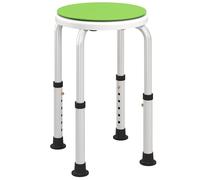 HOMCOM Sgabello doccia sedile doccia sgabello da bagno altezza regolabile 35,5-48,5 cm girevole a 360 ° Sedia da doccia in alluminio e piede in gomma TPR antiscivolo Max. 135 kg bianco e verde