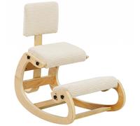 HOMCOM Sgabello ergonomico da ginocchio con schienale, velluto a coste, bianco crema Aosom Italy