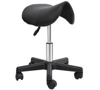 HOMCOM Sgabello Girevole a Sella con Ruote Altezza Regolabile Finta Pelle Grigio