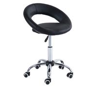 Homcom Sgabello Girevole da Salone Moderno Altezza Regolabile in Ecopelle, Sgabelli Imbottiti Nero, 50x54x66-78cm