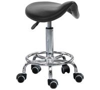 HOMCOM Sgabello Imbottito con Altezza Regolabile e 5 Rotelle Nero
