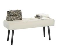 HOMCOM Sgabello multifunzionale, sgabello moderno, panca da letto con sedile imbottito e gambe in acciaio, carico 120 kg, per ingresso, corridoio, soggiorno, 100x36x45 cm, bianco crema