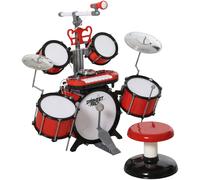 Homcom Sgabello per batteria jazz per bambini Microfono con tastiera elettronica +3 anni Red