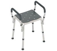 HOMCOM Sgabello per Doccia ad Altezza Regolabile con Braccioli Grigio