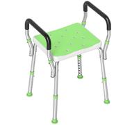HOMCOM Sgabello per Doccia ad Altezza Regolabile con Braccioli, Verde
