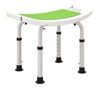 HOMCOM Sgabello per Doccia da Bagno in Lega di Alluminio e Plastica Antiscivolo, Sgabello Bagno con Altezza Regolabile 6 Livelli 39-52cm, Verde