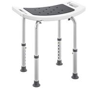 HOMCOM Sgabello per Doccia da Bagno in Lega di Alluminio e Plastica Antiscivolo, Sgabello Bagno con Altezza Regolabile 6 Livelli 39-52cm, Grigio