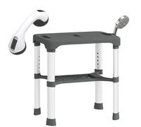 HOMCOM Sgabello per Doccia in Alluminio, Barra a Ventosa, 150kg, Grigio