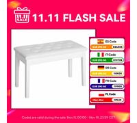 Homcom Sgabello per pianoforte Panca per tastiera con spazio portaoggetti sotto il sedile in pelle sintetica 76X36X50 cm Bianco