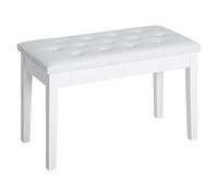 HOMCOM Sgabello Pianoforte Professionale con Vano Portaoggetti Ecopelle, Legno 76 × 36 × 50cm Bianco