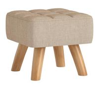 HOMCOM Sgabello quadrato con cuscino morbido e gambe in legno, effetto lino, per camera da letto, soggiorno, marrone
