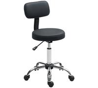 HOMCOM Sgabello Regolabile Girevole con Schienale e Seduta Imbottiti, 46x51x78-93 cm, Nero Aosom Italy