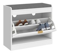 HOMCOM Shoe Storage Bench, scarpiera stretta con 1 cassetto ribaltabile, cuscino di seduta e 4 prese d'aria per ingresso, corridoio, per 5 paia di scarpe, bianco