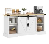 HOMCOM Sideboard 2 ante scorrevoli legno 150x40x72 cm Quercia bianca | Mobile contenitore, ripiani regolabili, soggiorno, sala da pranzo, corridoio