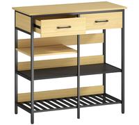 HOMCOM Sideboard, credenza con 2 cassetti, 3 ripiani aperti mobile da cucina per cucina, soggiorno 90 x 40 x 91 cm, Legno naturale Aosom Italy