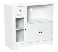 HOMCOM Sideboard Mobile per Microonde Vetrina 90x40x82cm Bianco Legno | Unità di stoccaggio per cucina e sala da pranzo