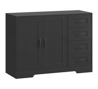 HOMCOM Sideboard, Mobiletto, stile moderno, 4 Cassetti, 1 Armadio, 105 x 40 x 76 cm, Nero Aosom Italy