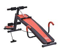 HOMCOM Sit Up Bench Addominal Trainer Workout Bench Fitness Panca regolabile imbottita con resistenza 120 kg di capacità di carico Rosso+Nero 166 x 53 x 60 cm