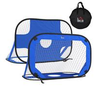HOMCOM Soccer Store Pop Up Gate Rete da calcio portatile Set 2 Mini Cancelli pieghevoli Blu