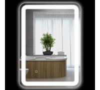 HOMCOM Specchiera Bagno 70x90 cm con Luce LED a 3 Temperature e Antiappannamento