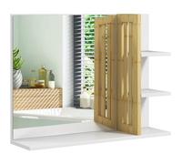 HOMCOM Specchiera Bagno con 4 Ripiani in Legno, Specchio da Bagno a Parete Moderno con Mensole, 45x15x58.5cm, Bianco