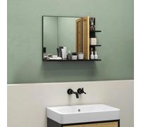 HOMCOM Specchio da Bagno Moderno a Muro in Legno a 4 Ripiani 45x15x58.5cm Nero