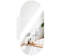 HOMCOM Specchiera Bagno Ovale con Armadietto, Specchio Contenitore Bagno Moderna a Parete con Due Ripiani Salvaspazio, 45x90 cm, Bianco