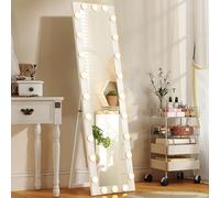 HOMCOM Specchio a figura intera 150 x 40 cm Specchio a LED con 24 lampadine 3 colori di luce dimmerabili Specchio da parete con interruttore a sfioramento, funzione memoria specchio reclinabile per