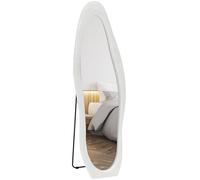 HOMCOM Specchio a Figura Intera con Cornice Ondulata in Velluto, Specchio Moderno da Terra, Appoggio a Muro o Fissaggio a Parete, 160x50 cm, Bianco