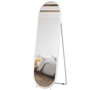 HOMCOM Specchio da Terra Moderno a Figura Intera, 157x36 cm Specchio Verticale Antiscoppio con Cornice, in Vetro, MDF e Metallo, per Camera da Letto, Soggiorno e Ingresso, Bianco