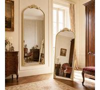 HOMCOM Specchio a Figura Intera da Terra o Parete Barocco, 75x180 cm, Oro | Specchio da Parete, Appeso/Appoggiato, Vetro Temperato, Cornice in Metallo, per Camera da Letto Soggiorno Ingresso