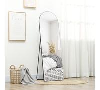 HOMCOM Specchio a figura intera, specchio da parete 150 x 50 cm con supporto, design curvo, specchio da appoggio con pellicola antischeggia, per soggiorno, camera da letto, nero
