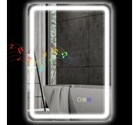 HOMCOM Specchio a Muro LED con Bluetooth e Illuminazione Regolabile 70x50x3.5 cm