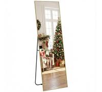 HOMCOM Specchio a specchio a tutto tondo, rettangolare, 50 x 160 cm, specchio su piedistallo, a parete o a pocé contro la parete, per camera da letto, soggiorno e guardaroba, oro