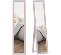 HOMCOM Specchio a tutta lunghezza 157x37 cm, specchio a tutta lunghezza con supporto, 3 modi d'uso, a libera installazione, a parete e indipendente, per soggiorno, ingresso, camera da letto, rosa
